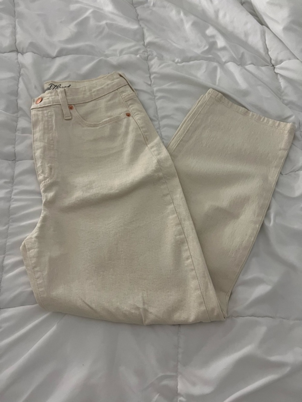 Cream high rise distressed crop jeans NWOT